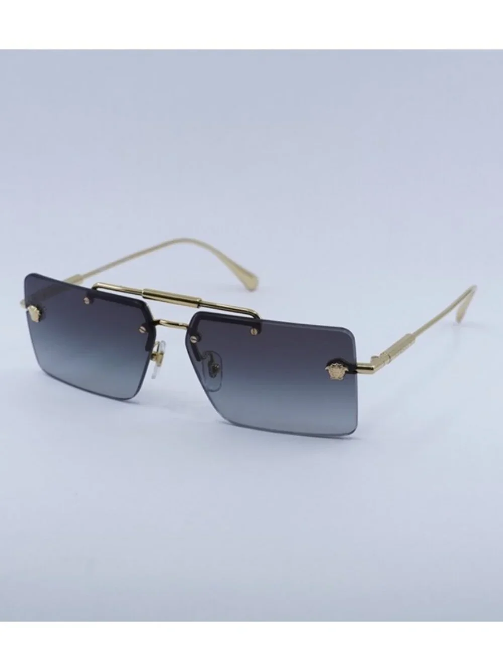 Versace VE2245 10028G Sunglasses Gold Rectangle Frame, Grey Gradient Lenses